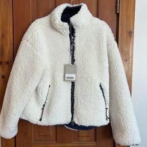 Everlane ReNew Fleece Full Zip in the color Bone